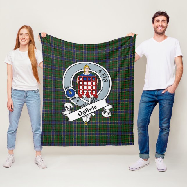 Couverture Polaire Clan de chasse Ogilvie Badge Tartan Plaid (En situation)