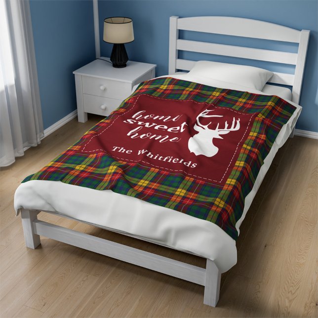Couverture Polaire Clan de Noël personnalisé Clan Buchanan Plaid (Plaid Home Sweet Home Buchanan Tartan Fleece Blanket)