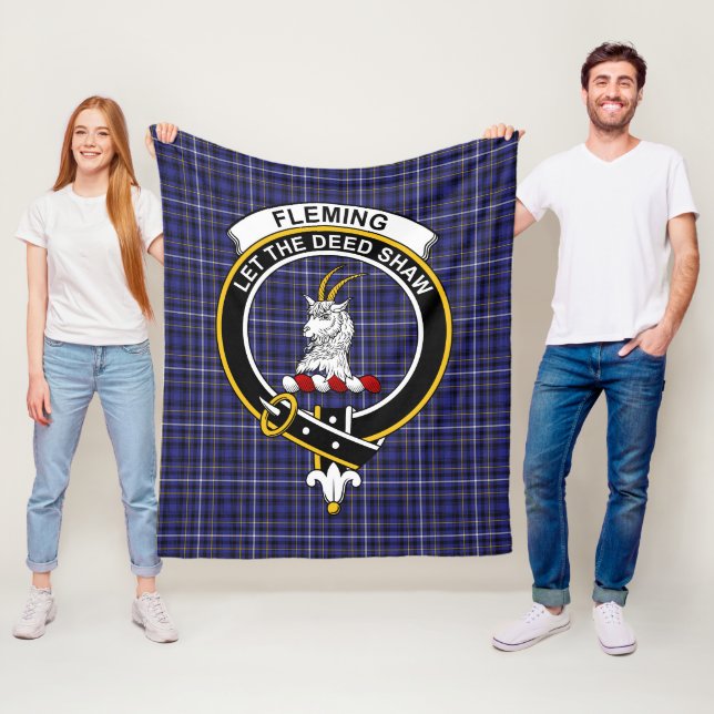 Couverture Polaire Clan Fleming Tartan Plaid (En situation)