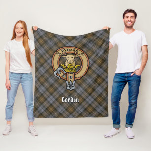 Couverture Polaire Clan Gordon Crest sur Tartan Patiné