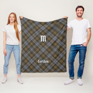 Couverture Polaire Clan Gordon Patiné Tartan Fleece Blanche