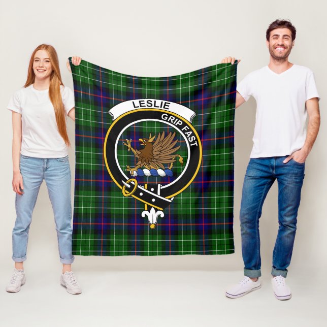 Couverture Polaire Clan Leslie Chasse Tartan Plaid (En situation)