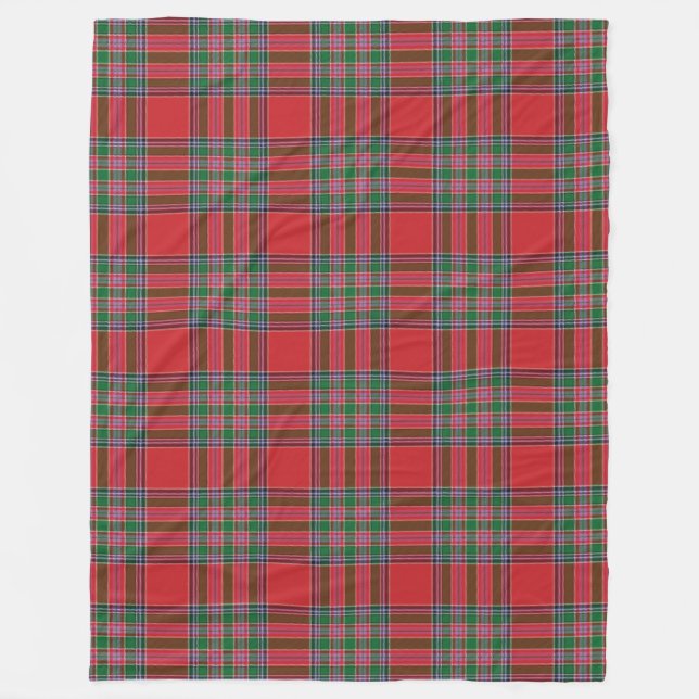 Couverture Polaire Clan MacBean Plaid Red Green Tartan Check Motif (Devant)