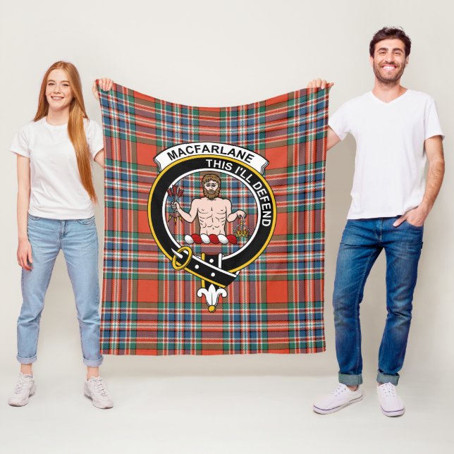 Couverture Polaire Clan MacFarlane Ancient Tartan Plaid (En situation)