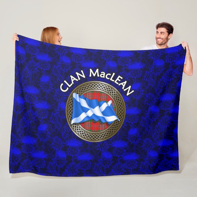 Couverture Polaire Clan MacLean Tartan Knot & Drapeau (En situation)