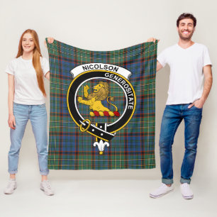 Couverture Polaire Clan Nicolson Chasse Tartan Ancien Plaid