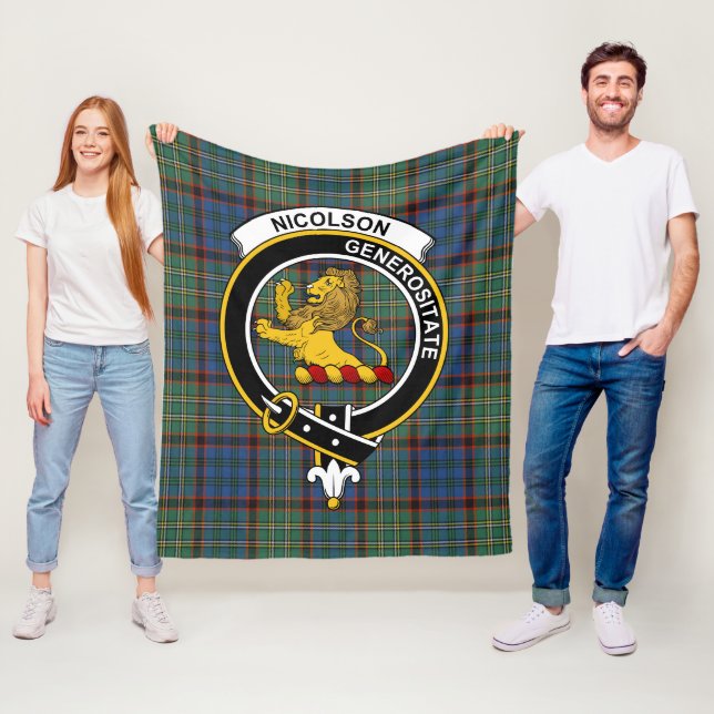 Couverture Polaire Clan Nicolson Chasse Tartan Ancien Plaid (En situation)