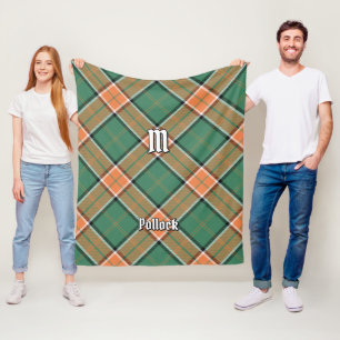 Couverture Polaire Clan Pollock Tartan Fleece Blanche