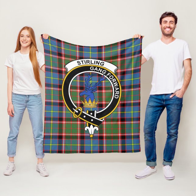 Couverture Polaire Clan Stirling (du chef Cadder-Présent) Tartan Pla (En situation)