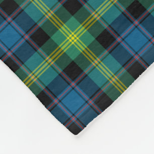 Couverture Polaire Clan Tartan bleu clair et vert Watson