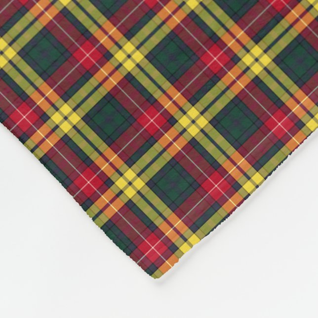 Couverture Polaire Clan Tartan rouge, jaune et vert Buchanan (Coin)