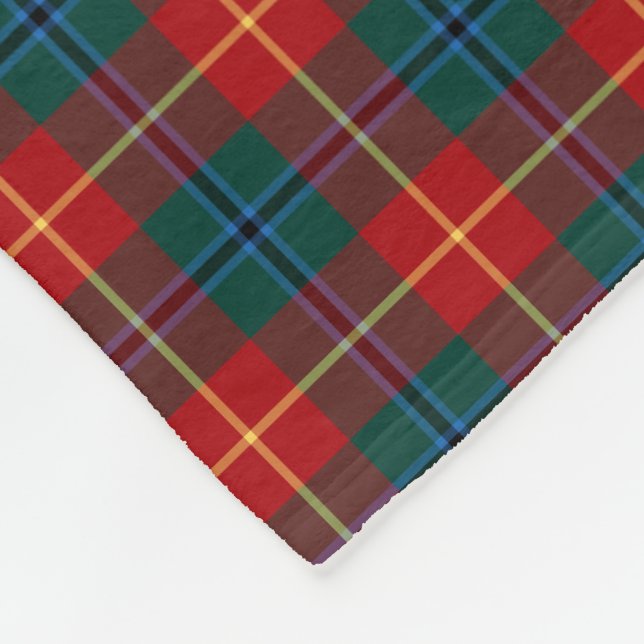Couverture Polaire Clan vert rouge et forêt Turnbull Tartan Monogramm (Coin)