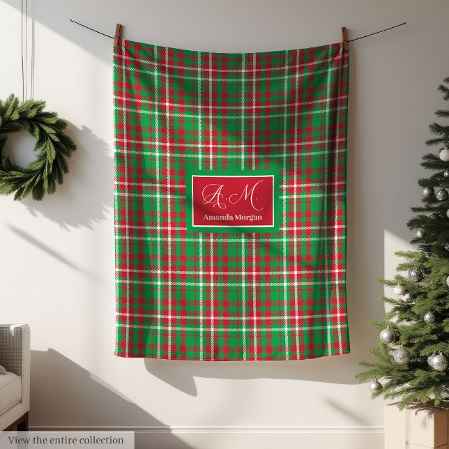 Couverture Polaire Classic Christmas Plaid Blanket Monogram Holiday (Classic Christmas Plaid Blanket Monogram Holiday)