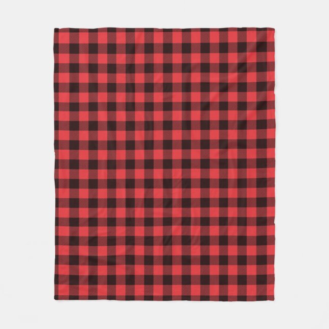 Couverture Polaire Classic Rouge & Buffle Noir Plaid Vérifié (Devant)