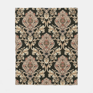 Couverture Polaire classique damask jacquard motif avec cadre abstrai