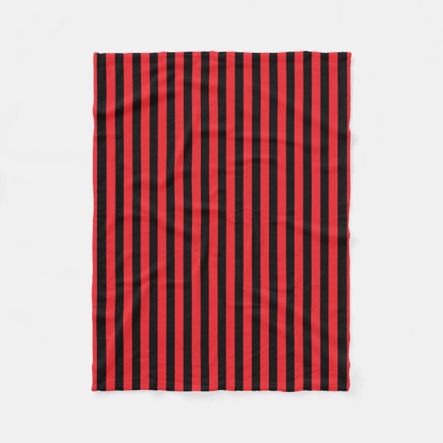 Couverture Polaire Classique mignon moderne noir et rouge rayé (Devant)