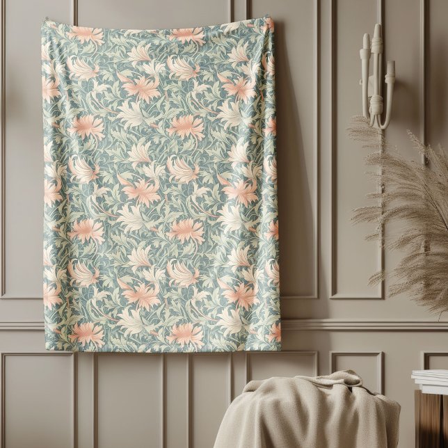 Couverture Polaire Classique William Morris d'inspiration florale ton (Classic William Morris inspired Floral pastel tone Fleece Blanket)