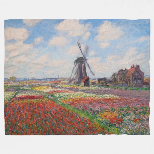 Couverture Polaire Claude Monet - Champ de Tulipes en Hollande (Devant (Horizontal))