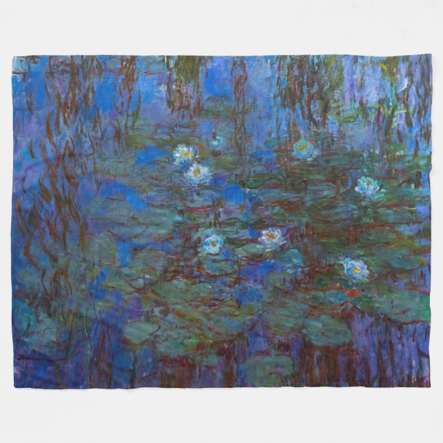 Couverture Polaire Claude Monet - Lys d'Eau Bleue (Devant (Horizontal))