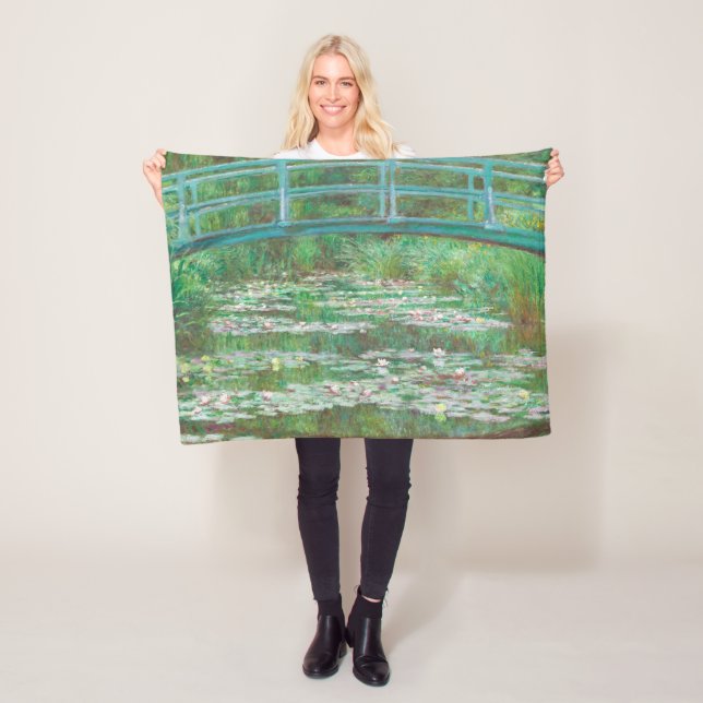 Couverture Polaire Claude Monet pont de football japonais. Impression (En situation)