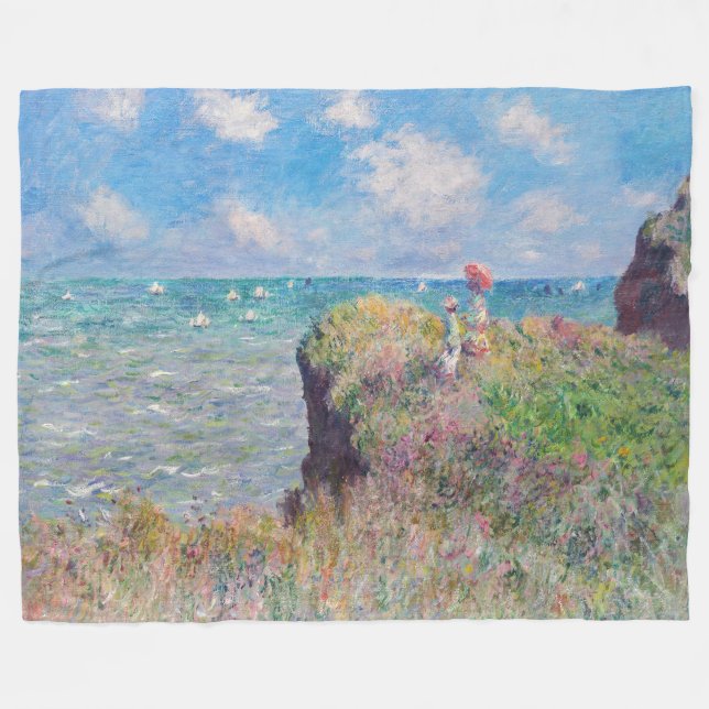 Couverture Polaire Claude Monet - Promenade Cliff à Pourville (Devant (Horizontal))