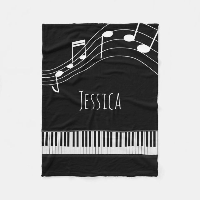 Couverture Polaire Clavier de piano et notes musicales (Devant)