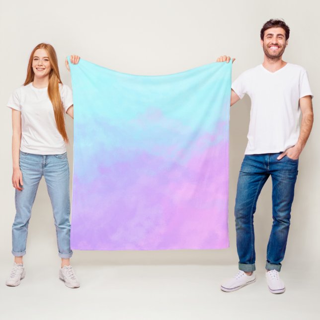 Couverture Polaire Clouds Abstraits Pastel Blanche-Toison (En situation)
