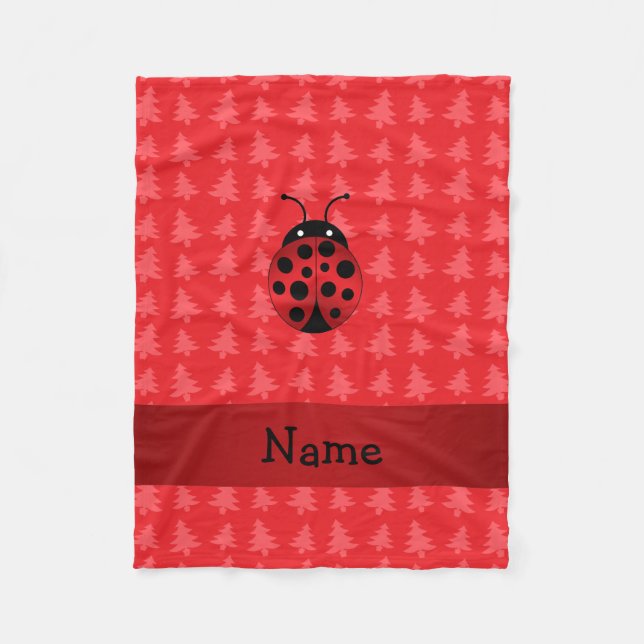 Couverture Polaire Coccinelle personnalisée nom sapins de Noël rouges (Devant)
