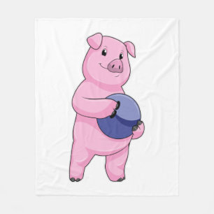 Couverture Polaire Cochon à Bowling avec balle de Bowling