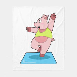 Couverture Polaire Cochon au yoga Fitness