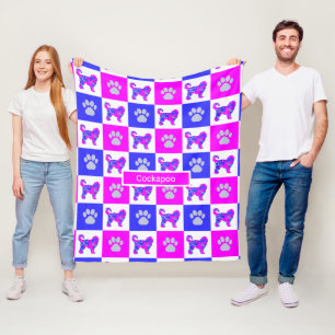 Couverture Polaire Cockapoo Dog & Paw Hot Pink et Blue
