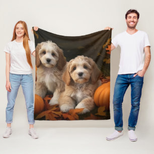 Couverture Polaire Cockapoo Puppy Citrouille d'automne