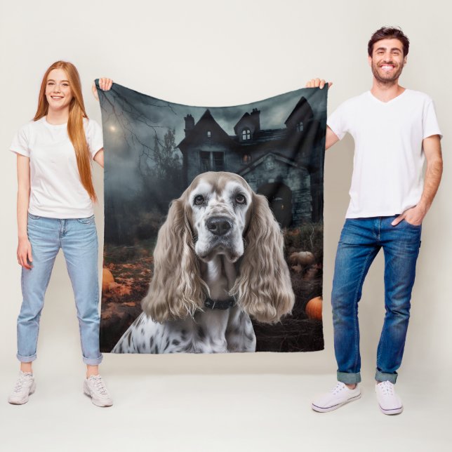 Couverture Polaire Cocker Spaniel Halloween Épouvantable (En situation)