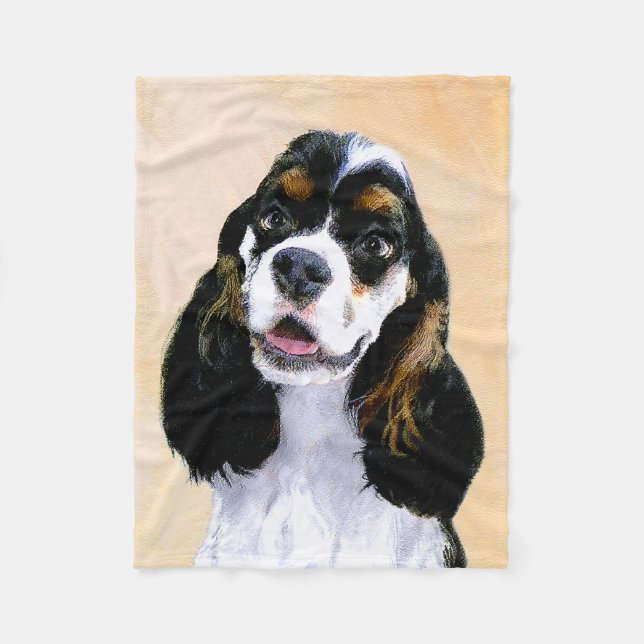 Couverture Polaire Cocker Spaniel (Parti) Peinture - Art Chien origin (Devant)