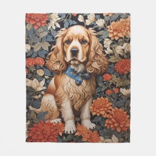 Couverture Polaire Cocker Spaniel William Morris Inspiré Floral