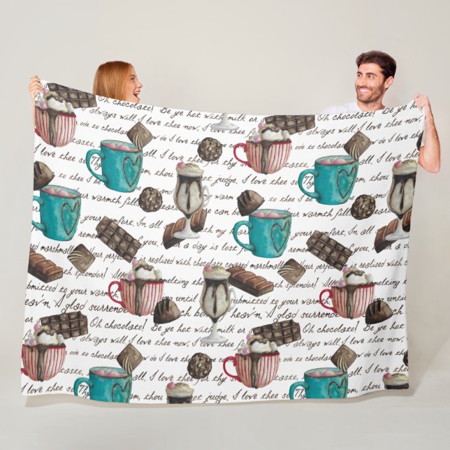Couverture Polaire Cocoa marshmallows chocolat chaud bonbons hiver (En situation)