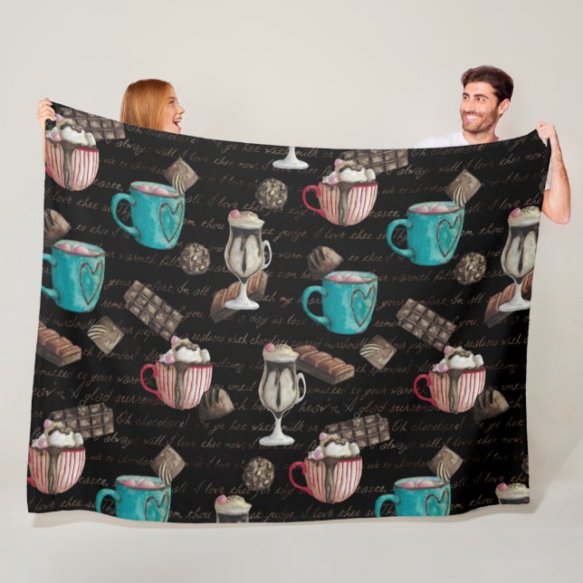 Couverture Polaire Cocoa marshmallows chocolat chaud bonbons hiver (En situation)