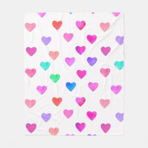Couverture Polaire coeur aquarelle peint à la main motif Valentine's