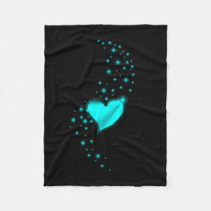 Couverture Polaire Coeur arc-en-ciel vert avec étoiles sur noir
