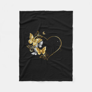 Couverture Polaire Coeur aux papillons d'or