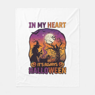Couverture Polaire Coeur C'est toujours Halloween Sorcière Chaudron A