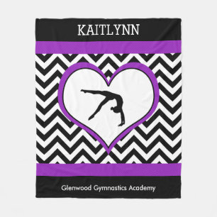 Couverture Polaire Coeur de Chevron de gymnastique avec le monogramme