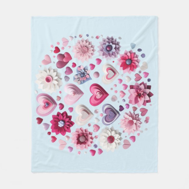 Couverture Polaire Coeur de la Saint Valentin florale (Devant)
