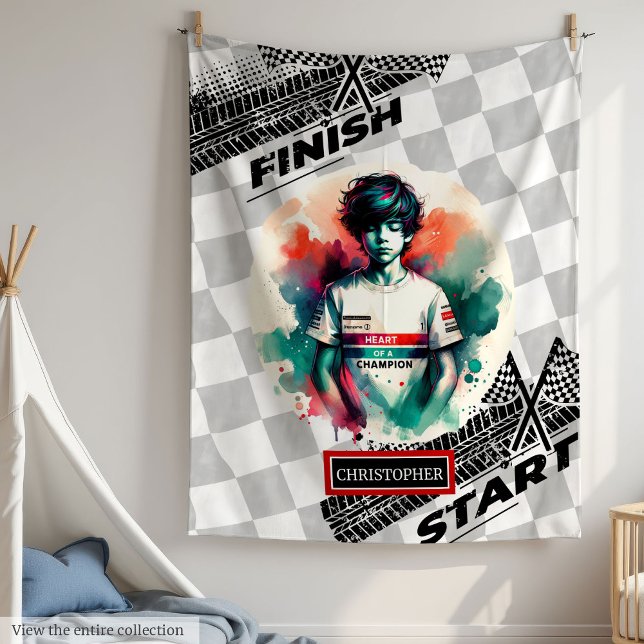 Couverture Polaire Coeur d'un Champion Racing Sport Voiture Anniversa (Heart of a Champion Racing Sport Car Birthday Gift)
