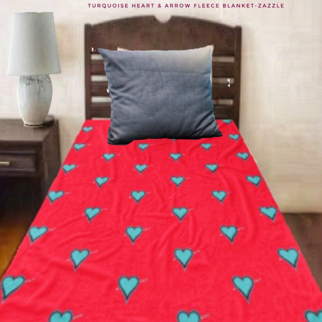 Couverture Polaire Coeur et flèche turquoise (Créateur téléchargé)