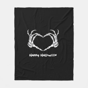 Couverture Polaire Coeur main squelette éffrayant avec "Happy Hallowe
