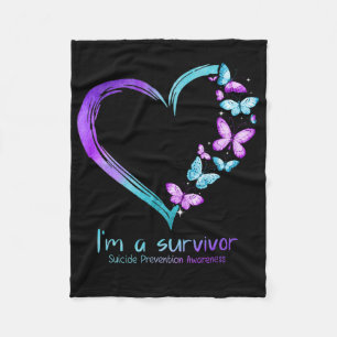 Couverture Polaire Coeur papillon Je suis un survivant Prévention du 