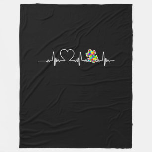 Couverture Polaire Coeur Puzzle pièce Heart beat Cool Sensibilisatio