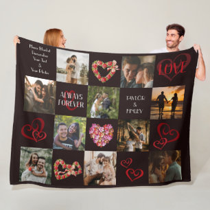 Couverture Polaire Coeur romantique toujours et toujours noir Photo p