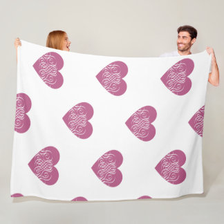 Couverture Polaire Coeur Rose Avec Filigree Joli Design Fille
